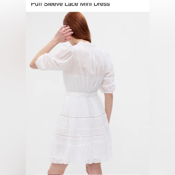 White puff sleeve dress has inner layer too - Picture 2 of 4